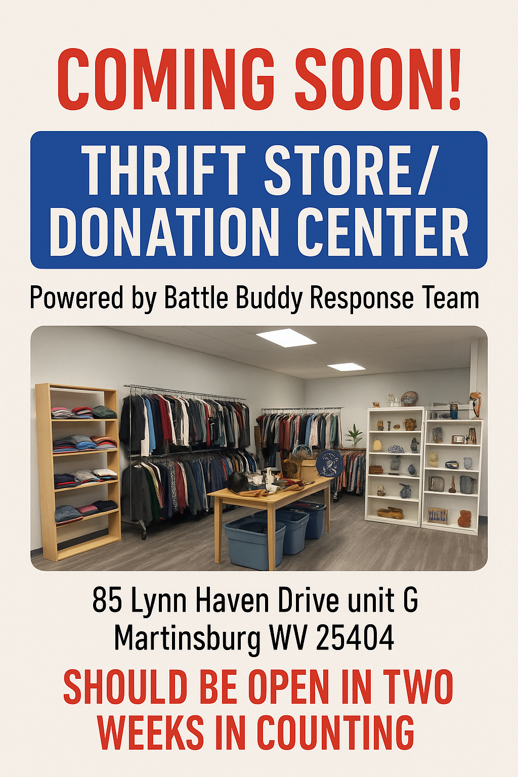 Coming Soon: BBRT Thrift Store & Donation Center Opening in Martinsburg, WV
